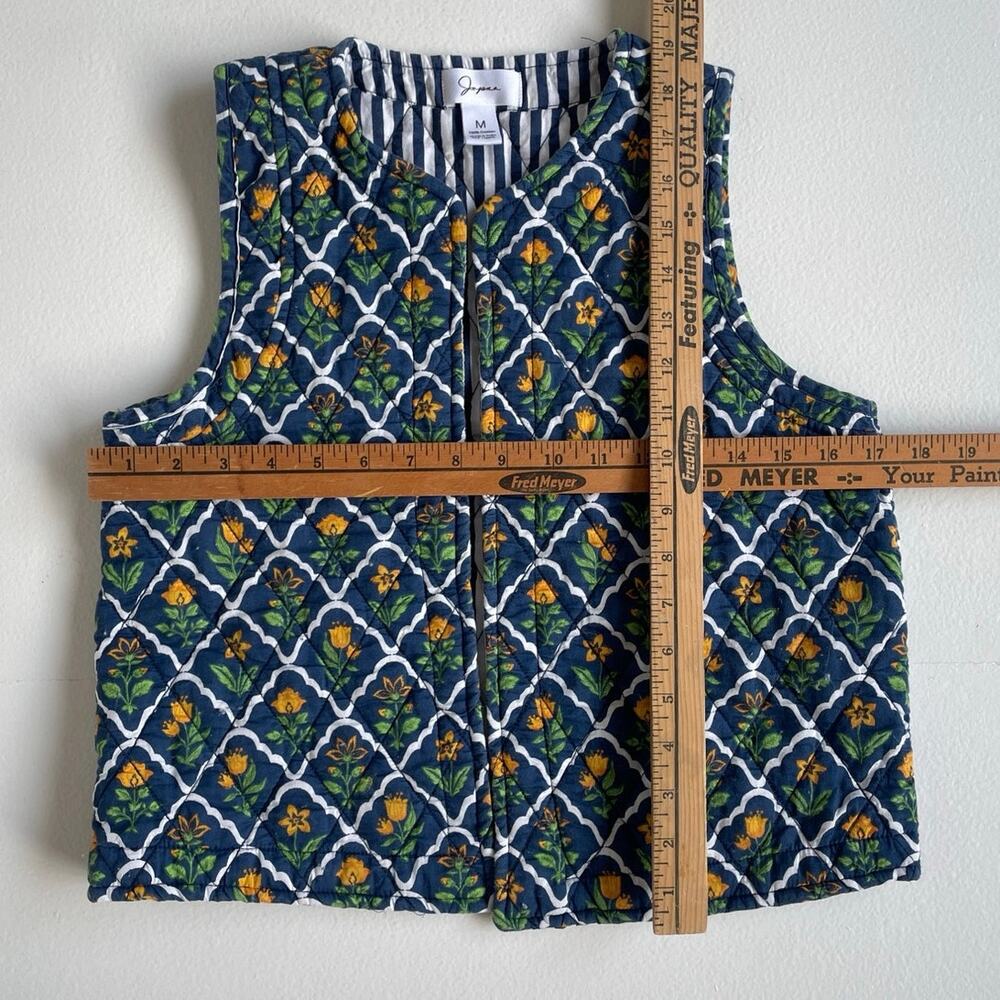 JAPNA Quilted Floral Indian Cotton Open Vest / Sz M / Boho Retro Hippie - Picture 10 of 10
